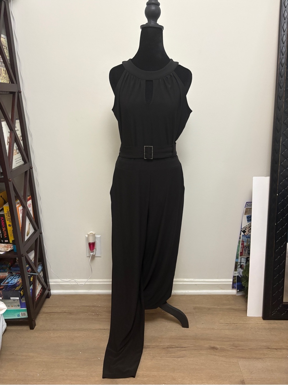 White House Black Market Black Sleeveless Belted Jumpsuit
